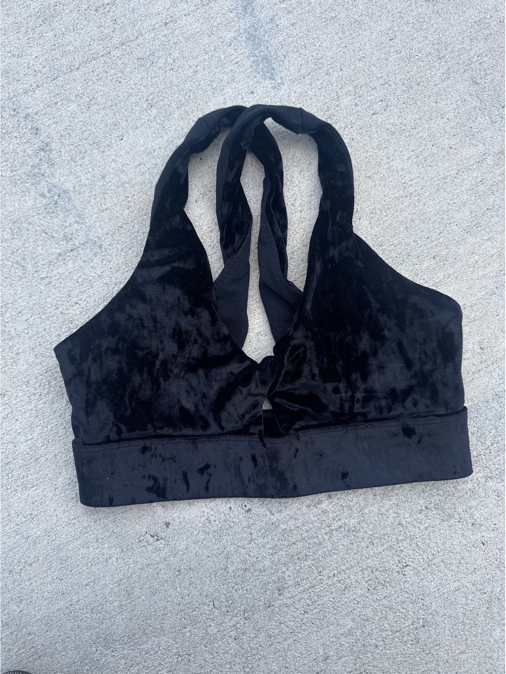 Fabletic Black Velvet Halter Bralette XS